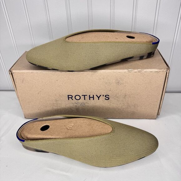 Rothy's Sz 7.5 M Cedar Demi Mule Slide Shoes Textile Upper Flats Women Green - Picture 2 of 9